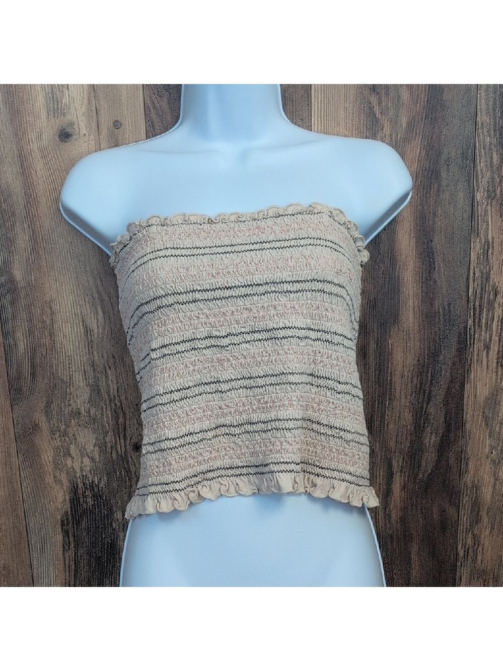 American Eagle Outfitters Tan Strapless Crop Top XL